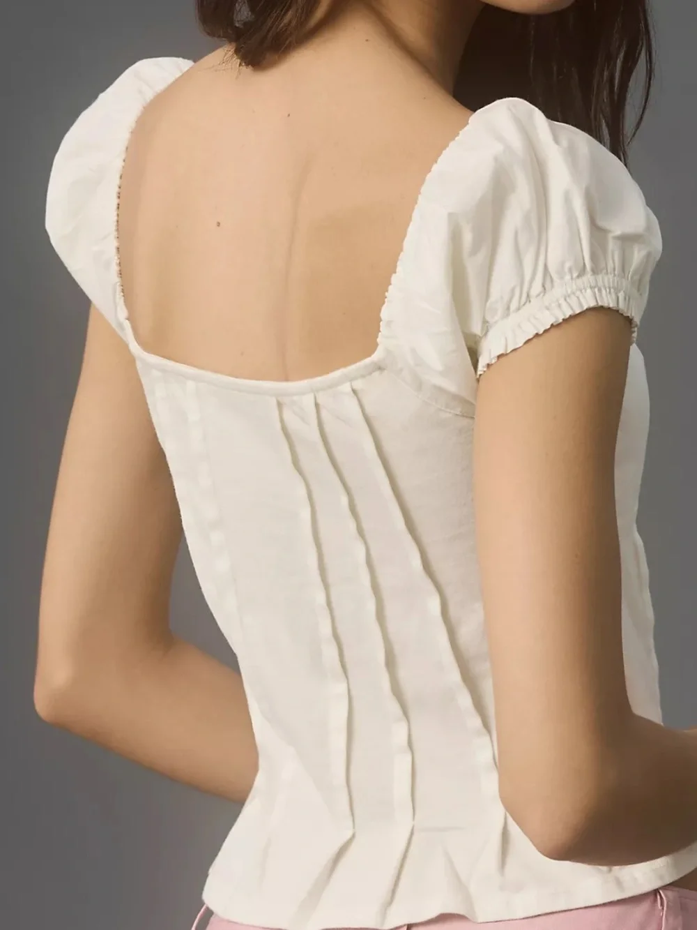 Anthropologie puffed corset Square-Neck top